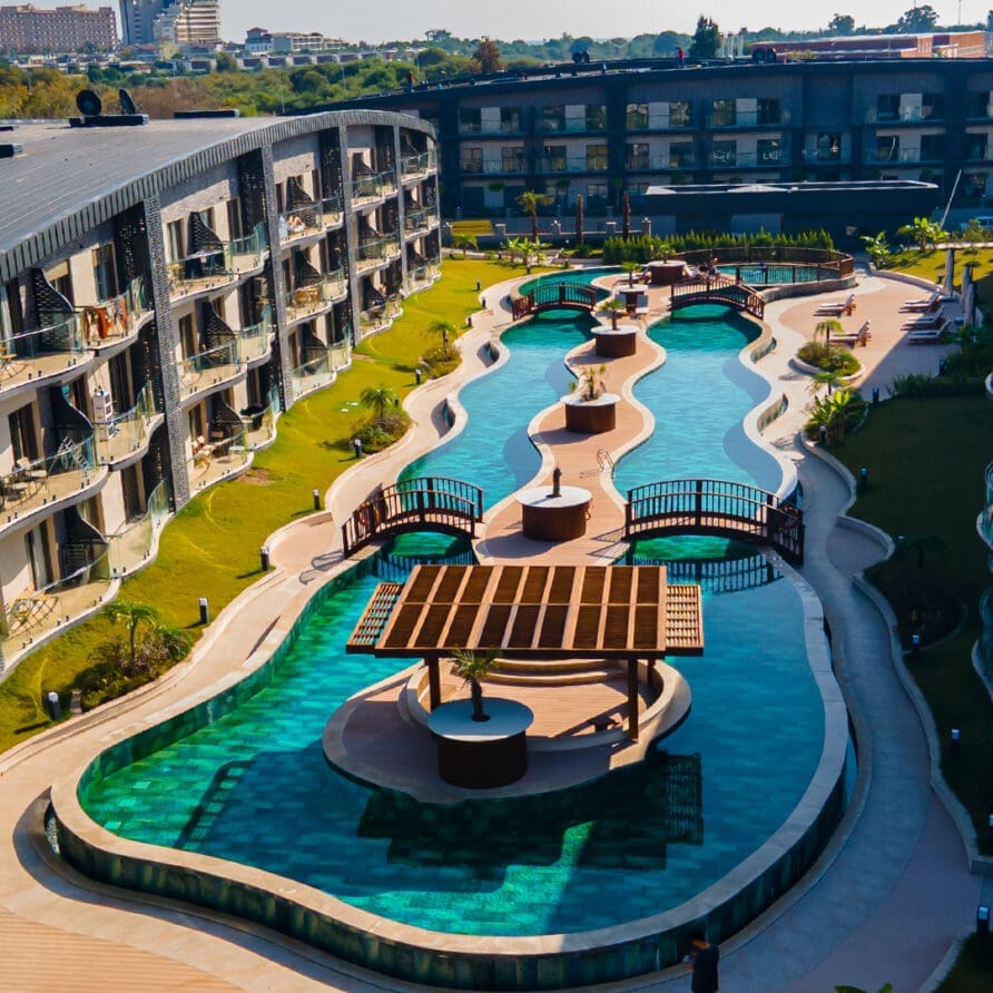 outdoor swimming pool at lara breeze kundu kanyon